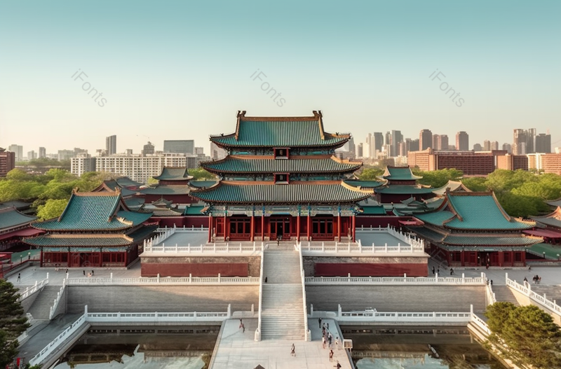 大气宏伟红色古建筑寺庙航拍摄影美景,高清,摄影图,摄影图片,图片大全,摄影图免费下载